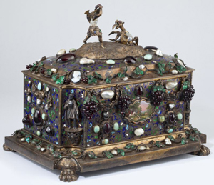Important French parcel gilt and gem-set jewel casket. Sold: $69,000. Image courtesy of Leland Little Auction & Estate Sales Ltd.